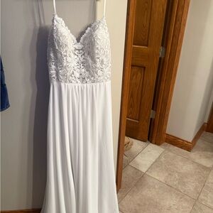 Elegant White Lace Gown/ bridal shower dress